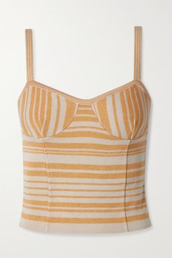 Michele Striped Ribbed-knit Tank - Mustard