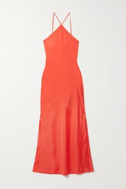 Net Sustain Kate Organic Silk-blend Maxi Dress - Tomato red