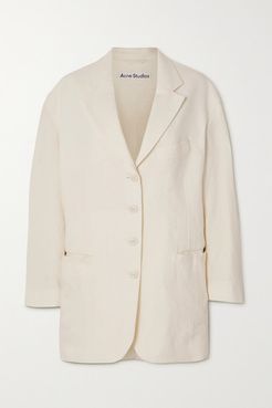 Oversized Crinkled-ramie Blazer - Ivory