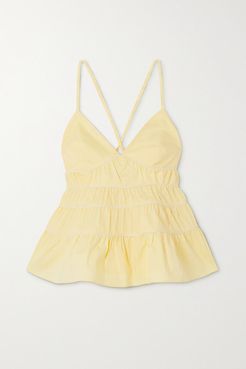 Olympia Ruffled Tiered Cotton-blend Poplin Top - Yellow