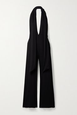 Elsa Convertible Stretch-jersey Halterneck Jumpsuit - Black