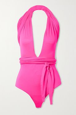 Alice Convertible Neon Stretch-jersey Thong Bodysuit - Bright pink