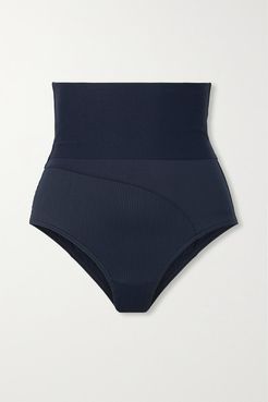 Vibes Horizon Paneled Ribbed Bikini Briefs - Midnight blue
