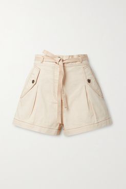 Alec Belted Denim Shorts - Ecru