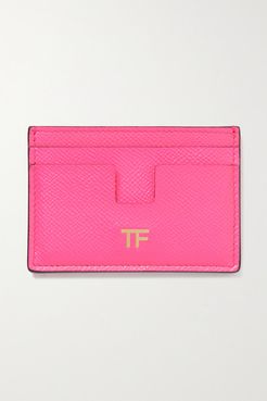 Textured-leather Cardholder - Bright pink