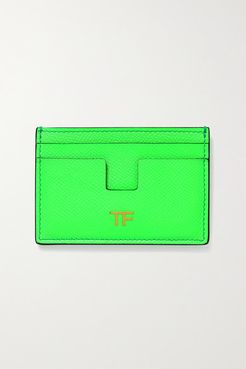 Textured-leather Cardholder - Lime green