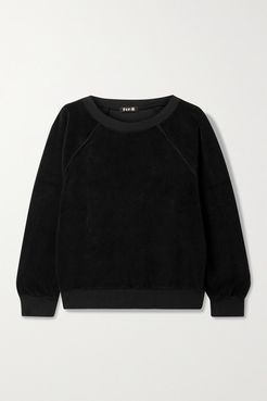 Cropped Cotton-blend Velour Sweatshirt - Black