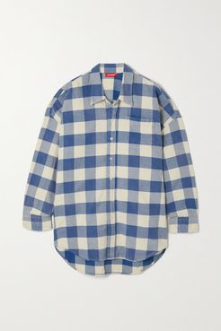 Checked Cotton-flannel Shirt - Blue