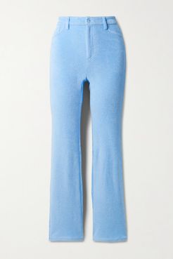 Mockumentary Cotton-blend Terry Straight-leg Pants - Light blue