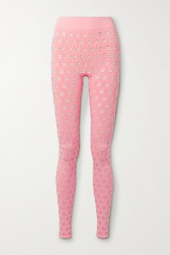 Perforated Stretch-jersey Leggings - Pink