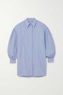 Zena Striped Cotton-poplin Mini Shirt Dress - Blue