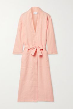 Belted Linen Robe - Pastel orange