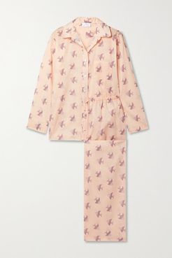 Printed Cotton-voile Pajama Set - Peach