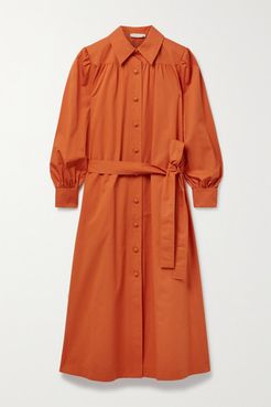 Artist Belted Cotton Shirt Dress - Orange