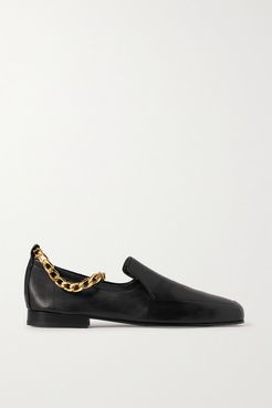 Nick Chain-embellished Glossed-leather Loafers - Black