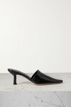 Cynthia Glossed-leather Mules - Black