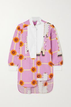 Asymmetric Floral-print Cotton-poplin Shirt - Pink