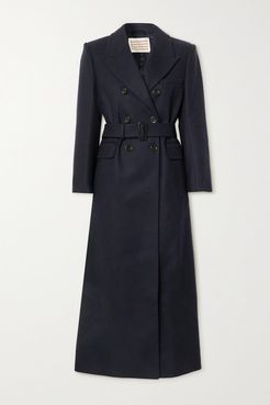 Truman Belted Double-breasted Wool-blend Coat - Navy