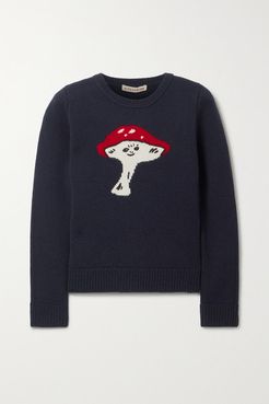 Fun Guy Intarsia Wool Sweater - Navy