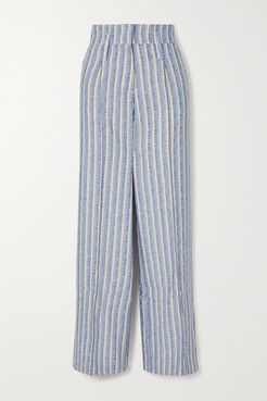 Maria Striped Jacquard Wide-leg Pants - Blue