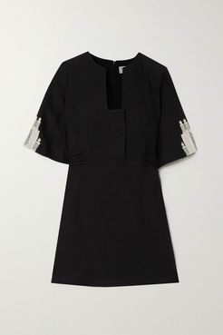 ZeusDione - Dokos Embroidered Linen Mini Dress - Black