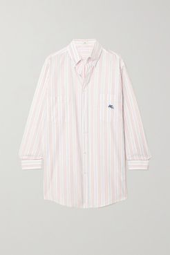 Oversized Pinstriped Cotton-poplin Shirt - Pink