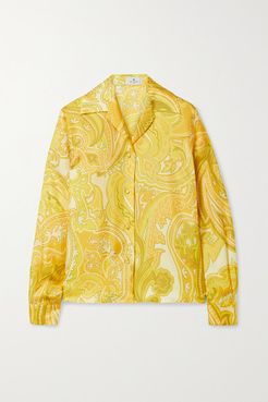 Paisley-print Silk-twill Shirt - Yellow