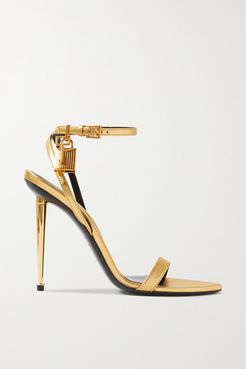 Padlock Metallic Leather Sandals - Gold