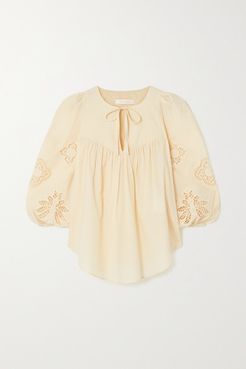 Broderie Anglaise Cotton-voile Blouse - Cream