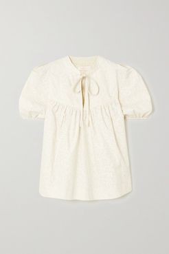 Floral-print Cotton-poplin Blouse - Cream