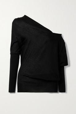 One-shoulder Cashmere And Silk-blend Sweater - Black