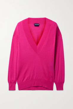 Cashmere And Silk-blend Sweater - Bright pink