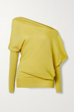 One-shoulder Cashmere And Silk-blend Sweater - Chartreuse