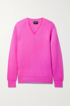 Ribbed Cashmere Sweater - Fuchsia