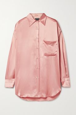 Silk-satin Shirt - Antique rose