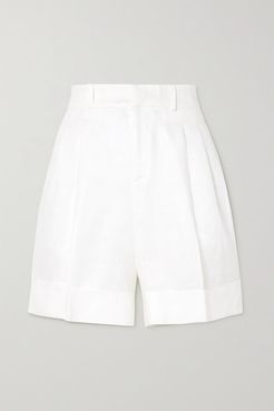 Gardel Pleated Linen Shorts - White