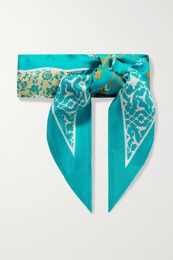 Antibes Printed Silk-twill Scarf - Teal