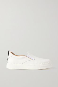 Lauren Scalloped Leather Slip-on Sneakers - White