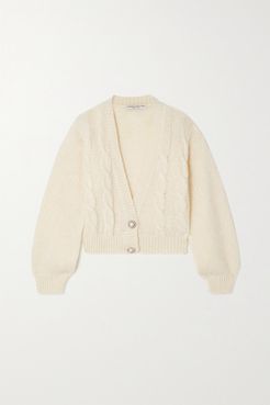 Cropped Cable-knit Cardigan - White