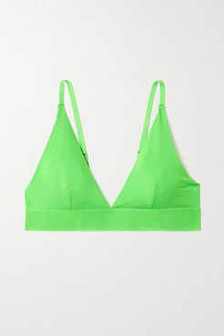 Stretch-bamboo Jersey Soft-cup Triangle Bra - Green