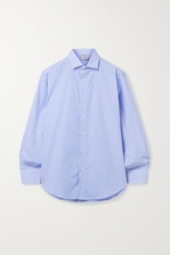 Ole Striped Organic Cotton-poplin Shirt - Light blue