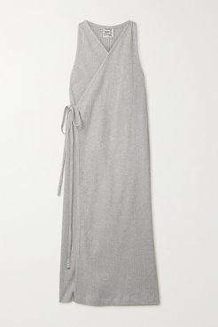 Ribbed Organic Cotton Wrap Dress - Gray