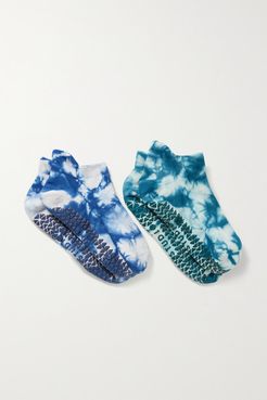 Fashion Studio Set Of Two Tie-dyed Cotton-blend Socks - Blue