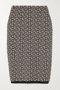Jacquard-knit Wool-blend Skirt - Black