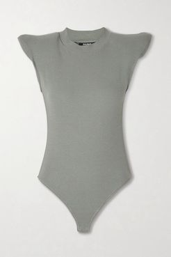 Ribbed Stretch-cotton Jersey Bodysuit - Gray