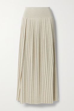 Coraline Pleated Wool And Silk-blend Maxi Skirt - Beige