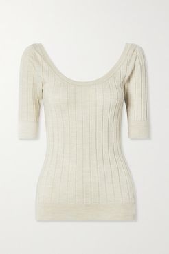 Colombe Ribbed Wool And Silk-blend Top - Beige