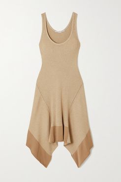 Asymmetric Ribbed Organic Cotton-blend Dress - Beige
