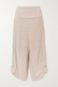 Cropped Paneled Twill And Organic Cotton-blend Pants - Gray