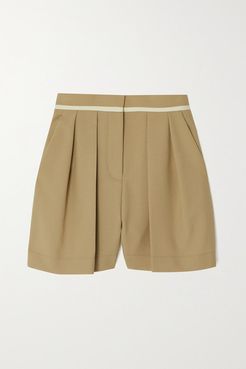 Ariel Piped Pleated Organic Cotton Shorts - Camel